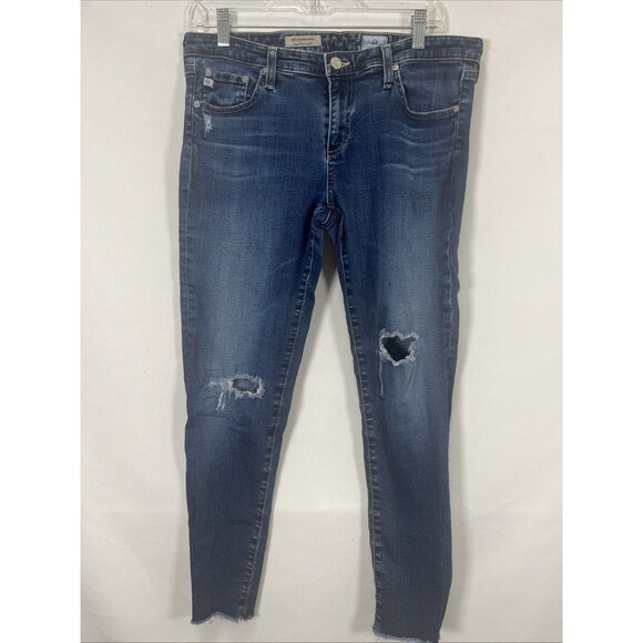 AG Adriano Goldschmied Jeans The Legging Ankle Super Skinny Distressed  31R - Picture 1 of 12